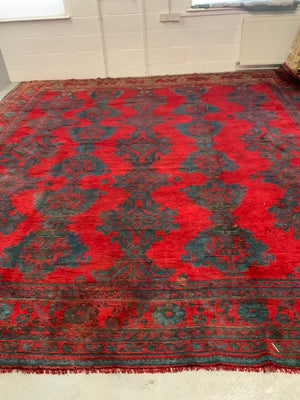 Turkish vintage 'red Turkey' Ushak oversize carpet (420 x 390cm)