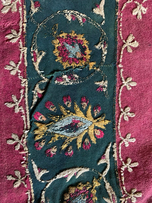 Tibetan coverlet silk embroidery on a felted wool cloth (126 x 103cm)