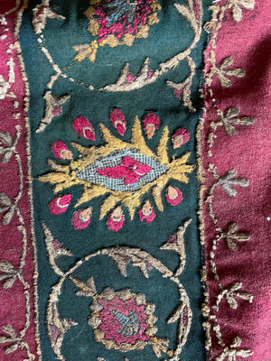 Tibetan coverlet silk embroidery on a felted wool cloth (126 x 103cm)