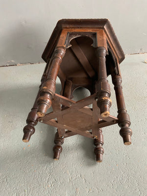 Spanish Andalusian antique marquetry small table (50 x 30 x 30cm) *AF