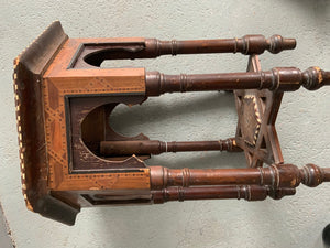 Spanish Andalusian antique marquetry small table (50 x 30 x 30cm) *AF