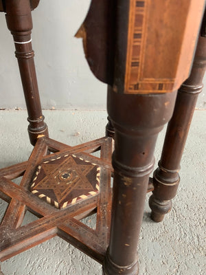 Spanish Andalusian antique marquetry small table (50 x 30 x 30cm) *AF