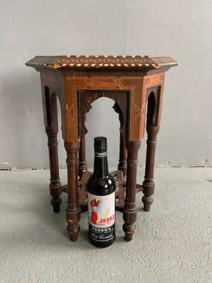 Spanish Andalusian antique marquetry small table (50 x 30 x 30cm) *AF