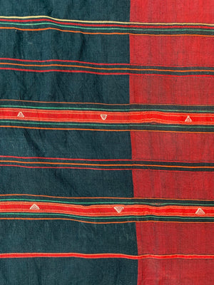 Waziristan vintage cotton indigo & silk shawl (242 x 153cm)