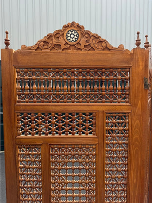 Damacus mashrabiya three-fold wooden screen (~198 x 180cm)