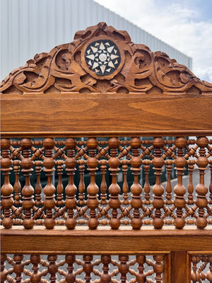 Damacus mashrabiya three-fold wooden screen (~198 x 180cm)