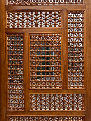 Damacus mashrabiya three-fold wooden screen (~198 x 180cm)
