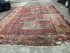 Sarouk Ferreghan large antique oversize carpet fragment *AF