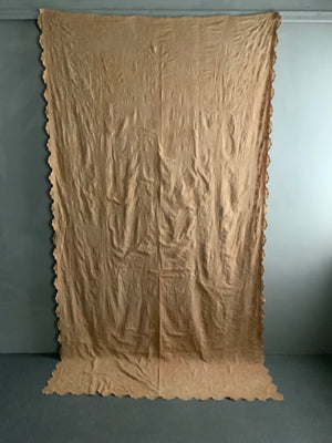 French antique cotton embroidery in pale ochre (272 x 152cm)