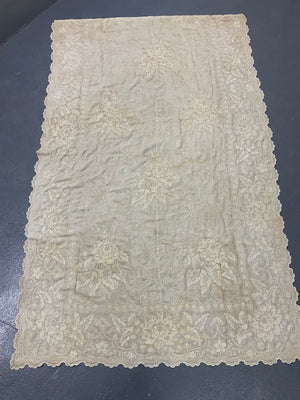 French antique cotton embroidery (244 x 152cm)