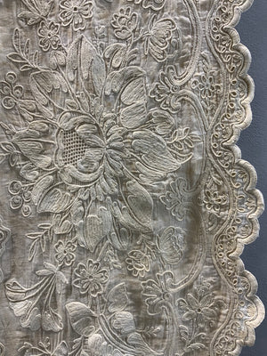 French antique cotton embroidery (244 x 152cm)