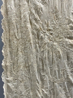 French antique cotton embroidery (244 x 152cm)