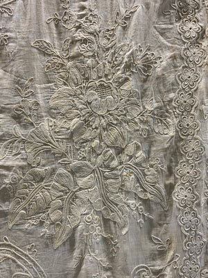 French antique cotton embroidery (244 x 152cm)
