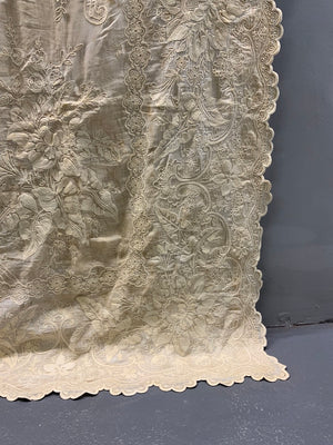 French antique cotton embroidery (244 x 152cm)