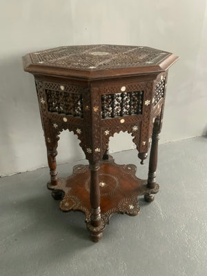Ottoman Syrian large size hexagonal  m.o.p table ( 74(h) x 56(w)