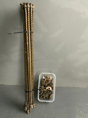 Thistle ended solid brass stair rods with clips ( Set of 15  )
