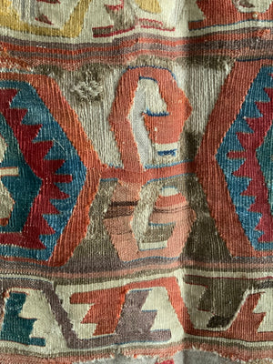 Anatolian mounted antique kilim fragment (291 x 85cm)
