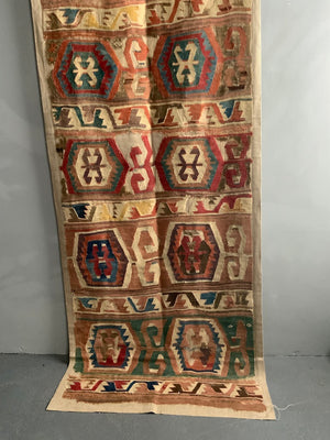 Anatolian mounted antique kilim fragment (291 x 85cm)
