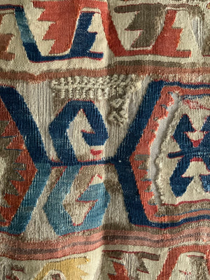 Anatolian mounted antique kilim fragment (291 x 85cm)