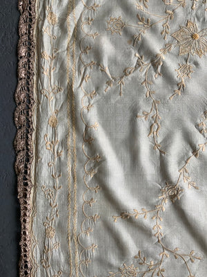Luxury silk embroidered scarf ex Faliero Sarti (195 x 65cm)