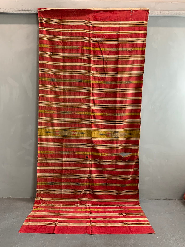 Syrian vintage striped cotton cloth with gilt (270 x 132cm) *AF