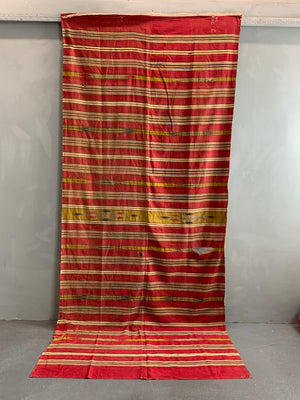 Syrian vintage striped cotton cloth with gilt (270 x 132cm) *AF