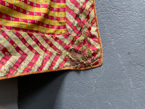large antique Qajar silk hanging or cover (430 x 170cm)