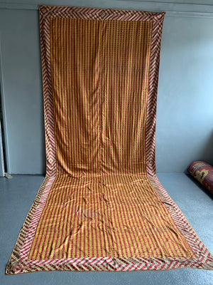 large antique Qajar silk hanging or cover (430 x 170cm)