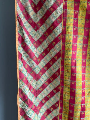 large antique Qajar silk hanging or cover (430 x 170cm)