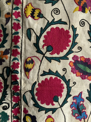 Tajikistan antique Uratubi / Khujand antique Suzani embroidery (213 x 160cm)