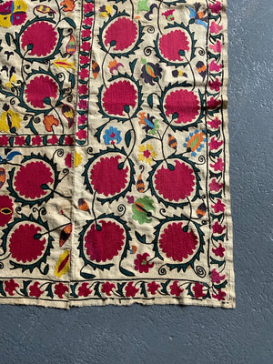 Tajikistan antique Uratubi / Khujand antique Suzani embroidery (213 x 160cm)