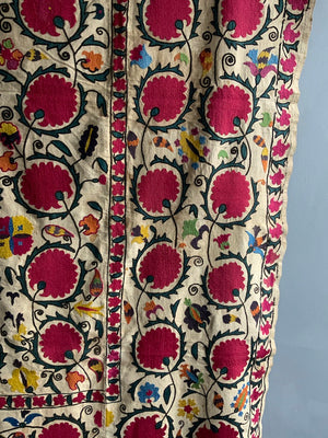 Tajikistan antique Uratubi / Khujand antique Suzani embroidery (213 x 160cm)