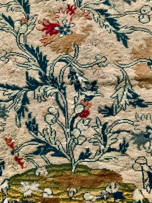 English / French antque petit point wool seat cover
