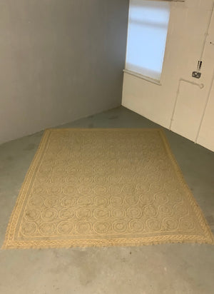 Large antique European tatting bedcover (265 x 243cm)