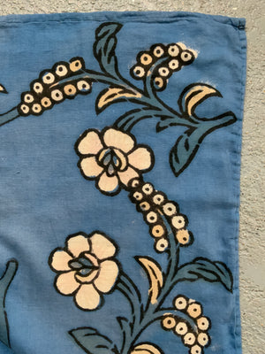 Turkish Kandili blue block printed cotton (76 x 80cm)