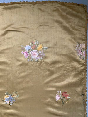 Lined antique yellow satin silk embroidery (263 x 112cm)