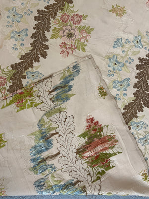 Spitalfields type silk brocade on cream (134 x 132cm) *AF