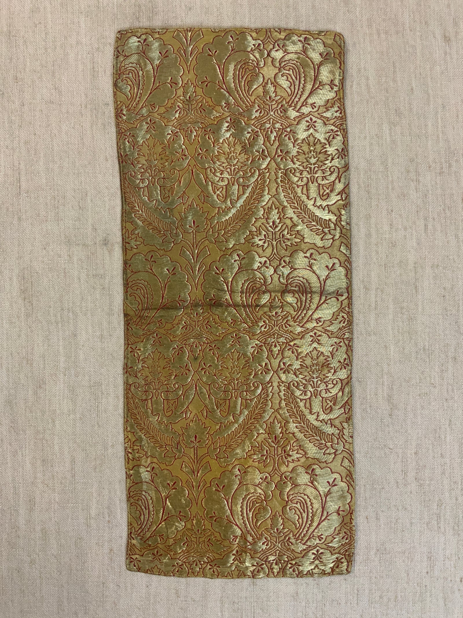 French small antique metallic brocade (61 x 25cm)