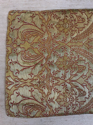 French small antique metallic brocade (61 x 25cm)