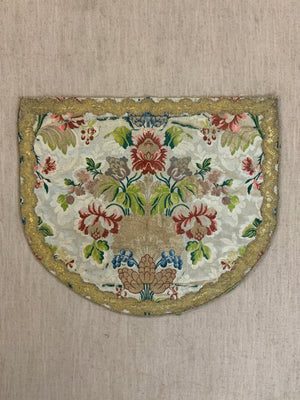 Continental antique silk brocade apron (45 x 53cm)