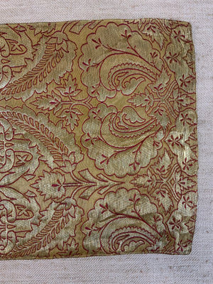 French small antique metallic brocade (61 x 25cm)