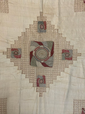 French mixed technique bed cover (239 x 193cm)