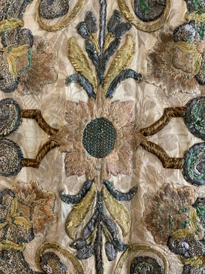 Re-applied 18th C Italian silk embroidery (161 x 122cm)