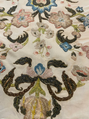 Re-applied 18th C Italian silk embroidery (100 x 47cm)