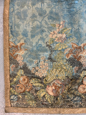 Italian antique blue silk brocade (99 x 187cm)