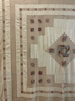 French mixed technique bed cover (239 x 193cm)