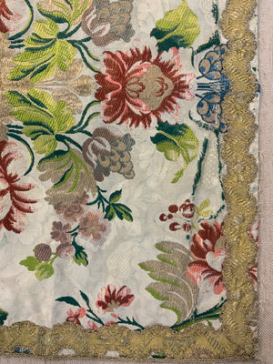 Continental antique silk brocade apron (45 x 53cm)