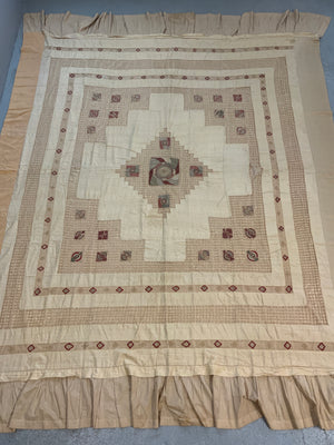 French mixed technique bed cover (239 x 193cm)