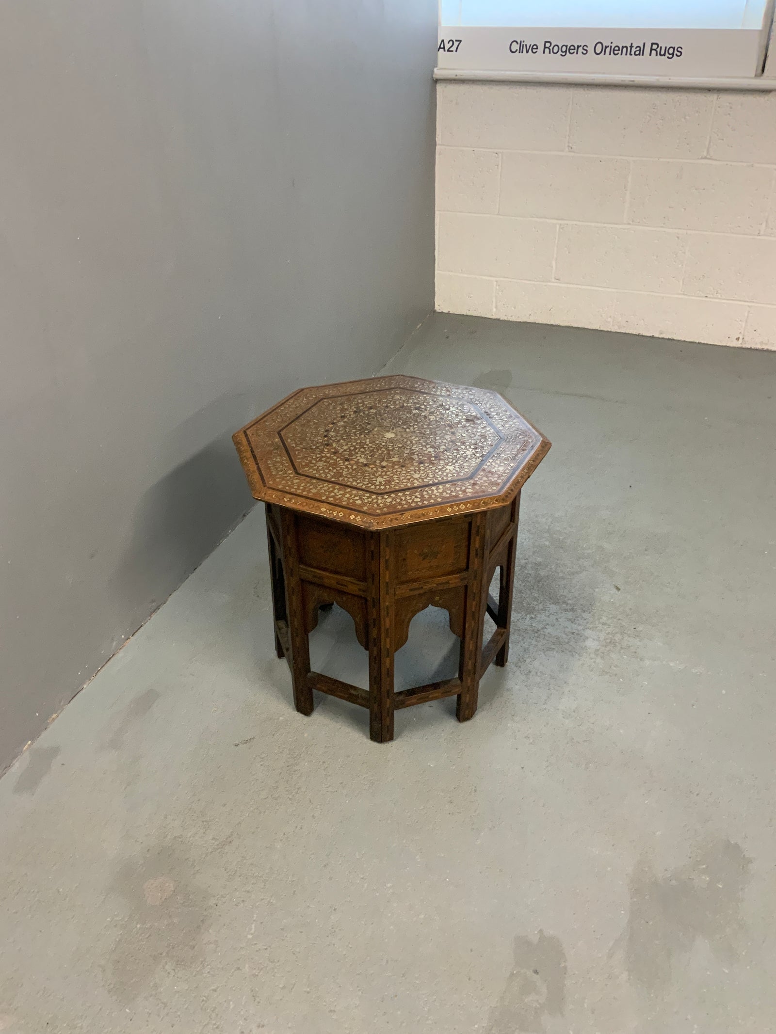 Indian antique Punjab Hoshiapur with brass inlay (52 x 51cm)