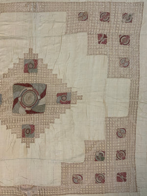 French mixed technique bed cover (239 x 193cm)